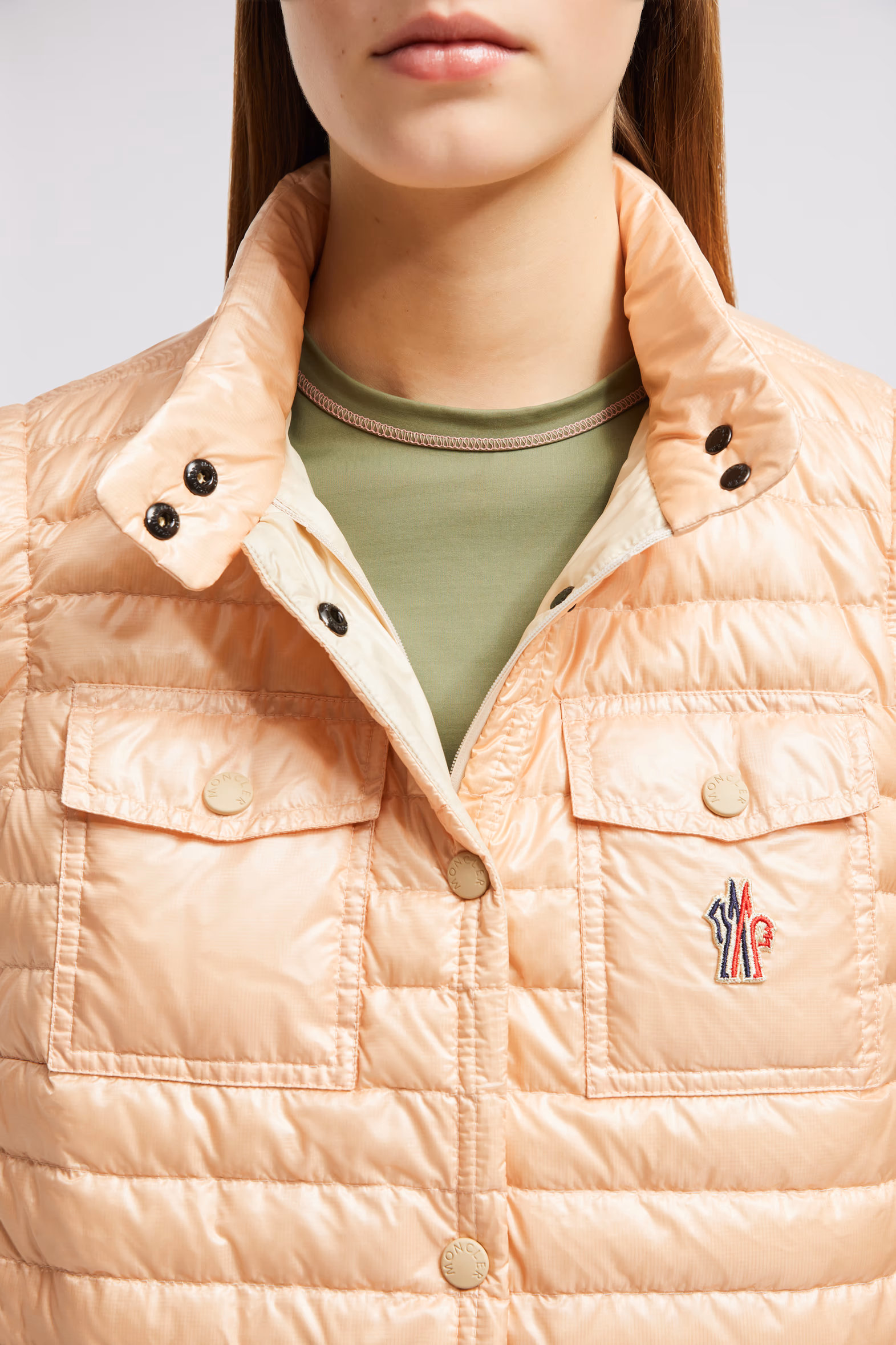 Gumiane Hooded Down Vest Women Pink Moncler 7